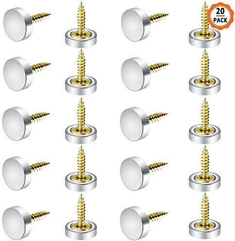 Dadabig 20 PCS Mirror Screws, 16mm Brass Chrome Decorative Caps and Cover Nails, Gold