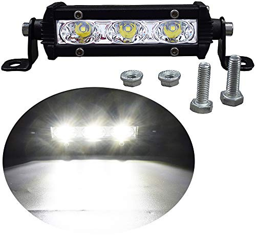 JALN7 Faro Delantero 4 Pulgadas Barra Led Ultradelgado 1 Fila Antiniebla Foco Luz de Trabajo 9W Impermeable para Moto Coche Camión SUV Tractor ATV (Luz Blanca)