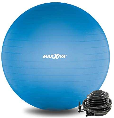 MAXXIVA® Fitnessball Anti-Burst mit Luftpumpe bis 250 kg hautfreundlicher Sitzball Reha Hometraining Balanceball Yoga Pilates Sport