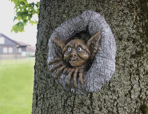 Garden Mile Adornos de jardín con diseño de árbol de Duende, Resina de Rostro de ogro, Arte de Pared para Exteriores – Estatuas y esculturas montadas en la Pared Resistentes a la Intemperie