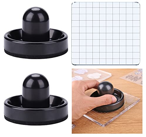OTCRAFT 3 Stück Pressen Stempelwerkzeug mit Acryl Stempelblock Gitter Klar Stempelplattform Handwerk Stempelwerkzeuge Kartenherstellung für Stempel Scrapbooking Prägen Handwerk