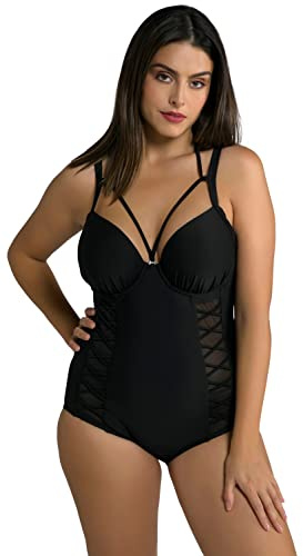 Ulla Popken, Damen, große Größen, Badeanzug, Bügel-Softcups, Neckholder