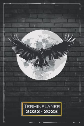 Terminplaner 2022-2023: Mond, Tiere | A5 (6x9) | von Juli 2022 bis Juni 2023 | Softcover | 1 Woche auf 2 Seiten | mit Monatsübersicht & Kontakttabelle | Rabe | qd4