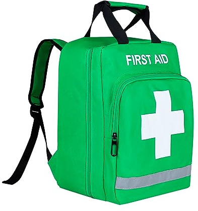 Jipemtra Red Emergency Bag First Aid Backpack Empty Medical First Aid Bag Treatment First Responder Trauma Bag for Hiking Outdoors Travel Camping Daycare Cycling (LS)
