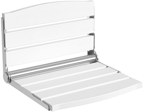 DWVO Folding Shower Seat Wall Mounted, Fold Down Shower Bench,Home Care Folding Shower Chair for Seniors,Disables,Pregnants, White