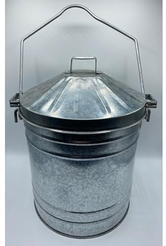 Stewart and Gibson Ltd Galvanised Ash Carrier Bucket With Captive Lid 45x33cm