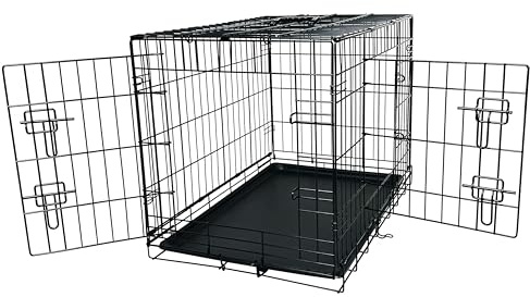 AllPetSolutions Folding Dog Crate – Foldable Metal Puppy Cage & Kennel with Removable Tray, Small (78 x 48 x 54cm)