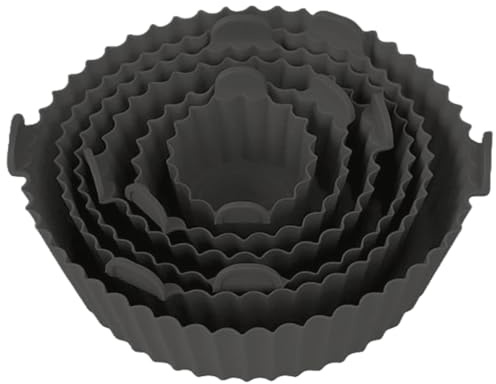 Generic 6-Piece Reusable Non-Stick Air Fryer Silicone Liners, Silicone Air Fryer Liners, Mess-Free Healthy Cooking Up to 200°C, Reusable Non-Stick Air Fryer Accessories Set (Grey)