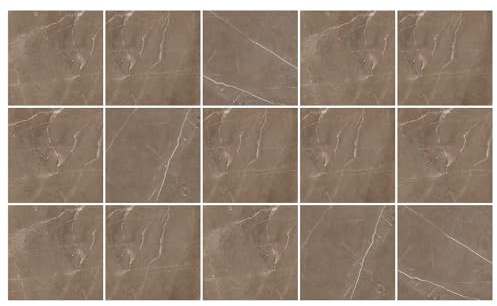 Ulticool vattentät klistermärkesplattor - beige marmor sepia-brun - 15 x 15 cm - självhäftande kakelklistermärken - för vägg i badrum och kök