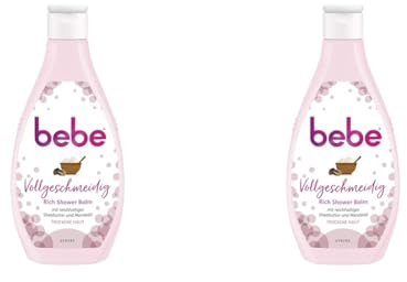 Bebe Duschgel, Rich Shower Balm, mit Sheabutter und Mandelöl, für trockene Haut, 6 x 250 ml (Packung mit 2)
