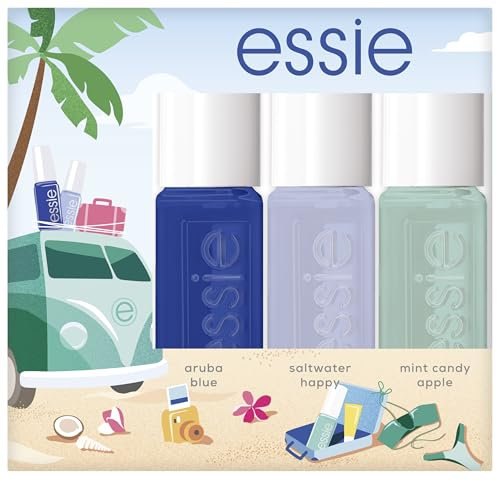 Essie Sommer-Nagellack-Set Offshore: Mini Trio Kit Nr. 92 Aruba Blue, 374 Saltwater Happy, 99 Mint Candy Apple - je 5 ml