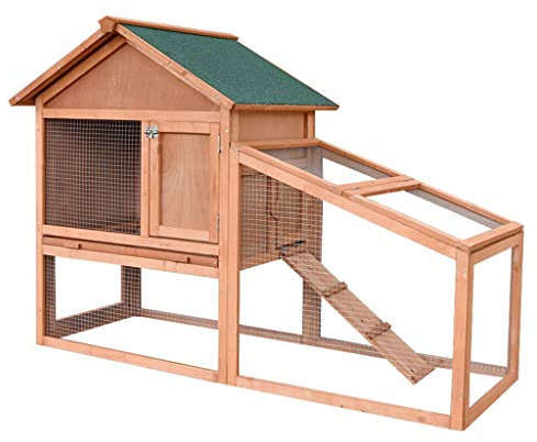 WYRMB Hühnerstall, Kaninchenstall, Käfig mit Auslauf, Freilandhaltung, Meerschweinchenstall, Käfig mit Auslauf und Linoleumdach, Heimtierbedarf, Geflügelpflege (Orange, 143 x 64,5 x 100 cm)