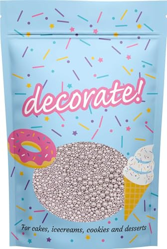 decorate! - Pearls Mix - High Shine Silver Cake Topper Sprinkles - 500g Edible Shimmer Ball Cupcake Decorations - For Weddings, Christenings & Christmas Parties