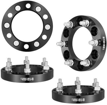 VEVOR Wheel Spacers, 1 6x5.5 Wheel Adapters, 6 Lug Forged Spacer, 108 mm Bore Hubcentric M12 x1.5 Studs Spacers, Fit for 1979-2022 Toyota, Hummer, Lexus, Chevrolet, Honda, 4 PCS Black
