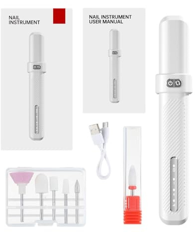 Pulidor de uñas eléctrico – Herramienta profesional para y manicura, kit eléctrico para uñas | Amoladora de uñas inalámbrica, silenciosa, ajustable, recambiable