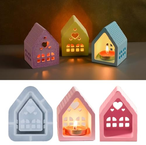 House Silicone Mould, DIY Silicone Candle Holder Mould, Small House Casting, House Candle Molds Silicone, Epoxy Resin Moulds Decoration Mold for DIY Soap Plaster Craft Gift