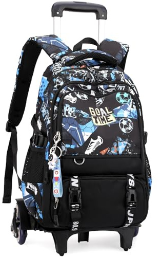 Amythe Schulrucksack Trolley für Jungen, Schulranzen mit Rollen für Kinder Teenager, Modischer Schultasche Jungen, 16 Zoll Lässiger Daypack mit 6 Rädern für Schule Freizeit Reisen, Blau | Schulranzen mit Rollen für Kinder Teenager, 16 Zoll Modischer Lässiger Daypack Jungen für Schule Freizeit Reisen, Schulstart