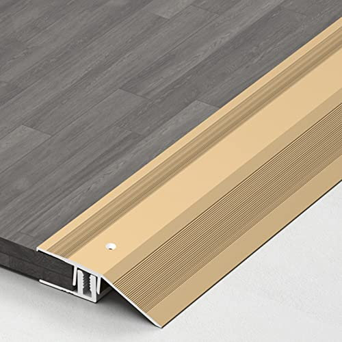 SUCHETA Metal Laminate Flooring Transition Strips,Carpet to Tile Edge,4.3/5.5cm Wide Edge,Non Slip Gold with Snap Rail and Screw,Load 260kg