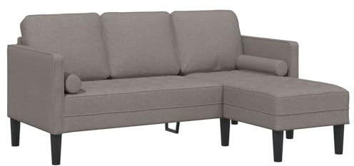 Sofá Moderno de 3 Plazas en Forma de L con Tapicería de Tela Taupe y Marco de Madera de Haya Ideal para Relajación en la Sala, Decoración Estilosa, Sofá en Esquina, Comodidad Durable de Poliéster