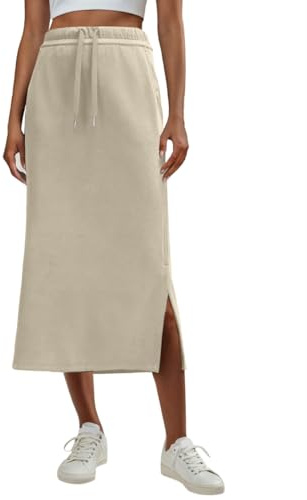 Lepunuo Casual Skirts Womens High Waist Trendy Summer Drawstring Sweat Skirts with Pockets