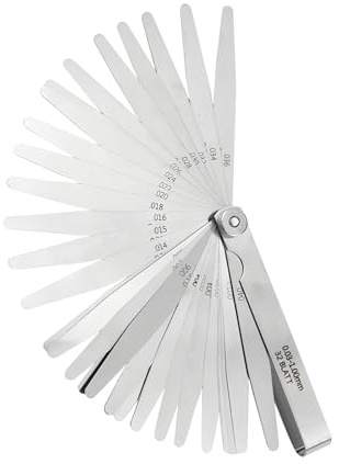 YFaith Spessimetro a Lamelle, 32 Pezzi di Spessori per Spessimetro, Acciaio Inossidabile Gap Strumento di Misura, 0,03-1,00 mm, Argento, per Misurare Larghezza e Spessore Degli Spazi Vuoti