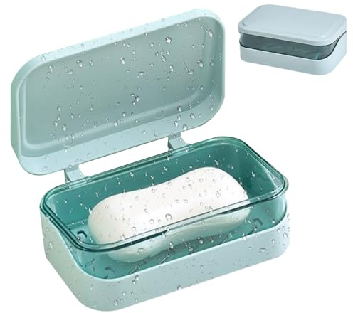 Boîte à savon portable – Porte-savon pour salle de bain | Récipient à savon de voyage | Porte-savon anti-poussière avec couvercle pour évier de cuisine, douche, salle de bain, camping | Parfait pour