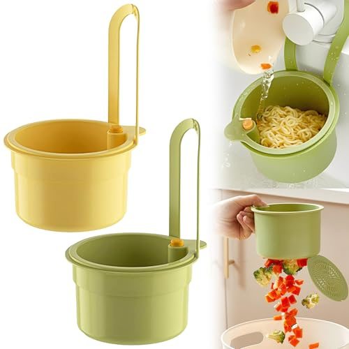 Yueser Scolapasta da Lavello, 2 Pezzi Sink Strainer Basket Cestello di Scarico da Cucina Multifunzione Rimovibile Colino per Alimenti Colino per Lavello Cucina per Filtrare i Rifiuti Cucina Verde
