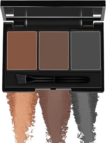 3-Color Eyebrow Powder & Pomade Kit - eyebrow pomade - Long-Lasting Natural-Looking Brows (Black, Dark Coffee, Light Coffee)