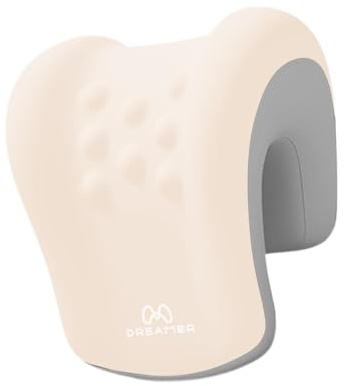 Cuscino poggiatesta per sedia da ufficio con memory foam, fodera rimovibile e lavabile, 26 x 18 x 30 cm, cuscino multifunzionale per supporto del collo per scrivania, dormire e viaggiare, beige grigio