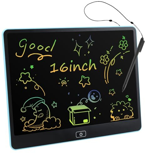 Tablette D'écriture LCD 16 Pouces Bleu Ciel pour Enfants 3-8 Ans, Tablette Dessin Enfant Effaçable et Réutilisable, Ardoise Magique Colorée Portable pour Filles et Garçons, Jouet Éducatif Créatif