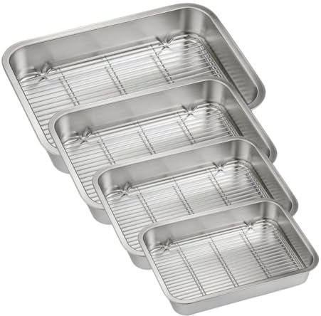ZYNCUE Plaque de cuisson en acier inoxydable avec grille de refroidissement pour cuisine pour rôtir au four et refroidir 23 x 17 x 5 cm