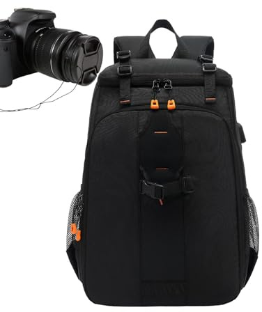 Kameraryggsäck – vattentät DSLR-väska med kapacitet | Fotograferingsutrustning förvaring med datorutrymme, justerbara avdelare – resor vandring utomhusutrustning bärväska