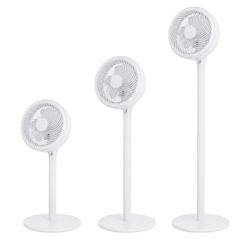 RAYPOW Ventilador de Pie 10 Pulgadas 25,4 cm, 80W, Altura Ajustable 55/80/110 cm, 3 Velocidades, 5 Aspas de Plástico, Rejilla Protectora y Base Pesada, Silencioso para Dormitorio Oficina Salón