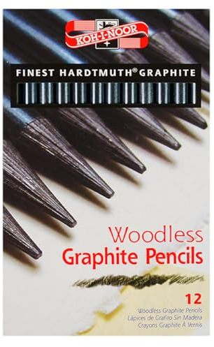 Koh-I-Noor Progresso Woodless Graphite Pencil Set, 6 Degrees, 2 Pencils Per Degree, 12 Pencils (FA8911.12)