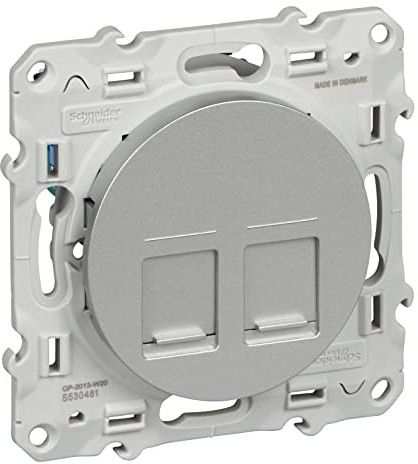 Schneider Electric - Odace, prise double RJ45 Alu, grade 3 (multimédia) cat. 6 STP, à vis - S530486