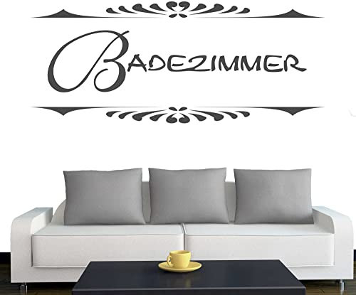 Klebesüchtig A096 Türtattoo - Wandtattoo Badezimmer klassisch 40cm x 16cm anthrazit - Dekoration - Bad - Wohnzimmer - Aufkleber - Wandsticker