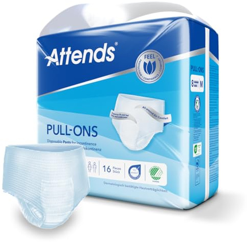 Attends Pull-Ons 8M, Einmalhose, bei mittlerer Blasenschwäche, Größe M, 4 x 16 St