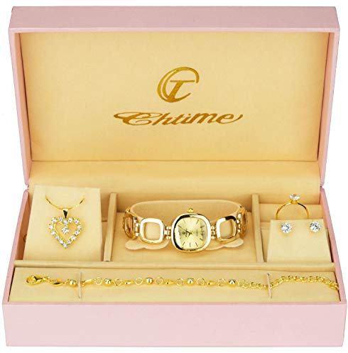 Presentset damer armbandsur – smycken set – halsband-ring – örhängen – armband