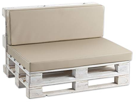 Gutekissen® Palettenkissen, Gartensofakissen, gefüllt mit Pulirethangranulateinlage, viele Farben und Größen (Eckkissen 60x40, Kunstleder Beige)