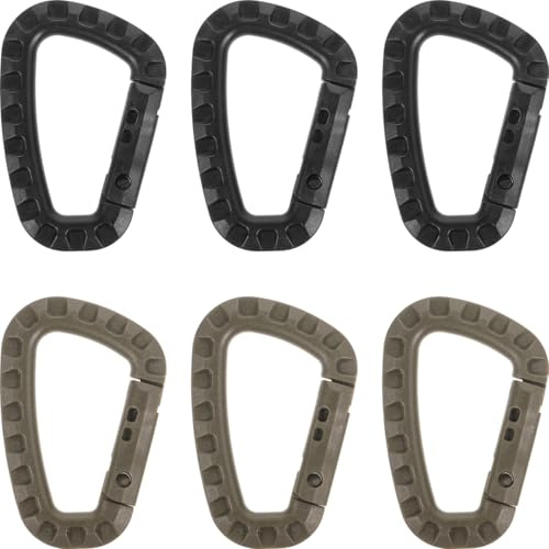 BESPORTBLE 6 Stücke Taktische Karabiner Schlüsselbund Klettern D Ringe Gear Clip Rucksack Hängende Schnalle für Camping Wandern Angeln Gym Außeneinsatz (schwarz und grün)
