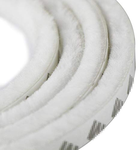 aufodara 5m winddicht Staubdicht Tür Fenster Dichtungsband selbstklebend Bürstenleiste 9 x 23 mm - für Lücken 9-20 mm (5 Meter, Weiß)