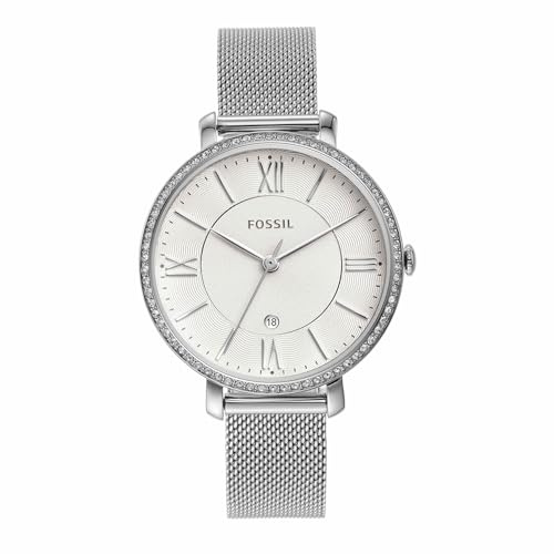 Fossil Jacqueline Damklocka, Quartz trehandsurverk med armband i rostfritt stål