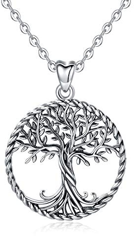 Tree of Life-halsband, dam 925 sterling silver liv på träd hänge med 46 cm kedja, fina smycken av CELESTIA, mors födelsedagar vänskap gåvor e sterlingsilver, colore: H- Oxidized Silver Tree, cod. AZ-EUCY4D487-41NL-18-PA10