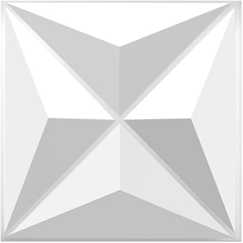 TroyStudio Acoustic Sound Diffuser Panel - 12 X 12 X 1 Inches Pack of 8, Plastic Studio Diffuser Wall Art Panels, Acoustical Treatments Diffusor for Wall & Ceiling Decor (Triangle, White)