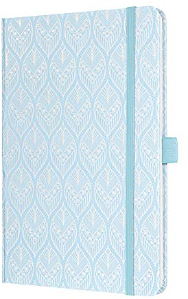 SIGEL J1309 Terminplaner Wochenkalender Jolie 2021, ca. A5, hellblau, Spitzenmuster, mit fröhlichem Kalendarium, vielen Infos und praktischen Stickern - weitere Modelle