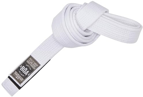 Bõa Ceinture BJJ Curitiba Blanche A2 pour Adultes | Ceinture Jiu-Jitsu Brésilien en Coton Résistant et Très Solide avec Coutures Renforcées | Ceinture Arts Martiaux pour Entraînement et Compétition