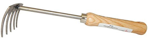 SHW-FIRE Kleiner Gartenrechen mit 5 Zinken und kurzem Eschenholz-Stiel mit 30cm