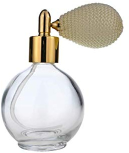 78ml Classic Round Perfume Bottle Atomizer with bulb pump, Filling Funnel & Gift Box (cream with gold metal) Dressing table Essential Atomizer