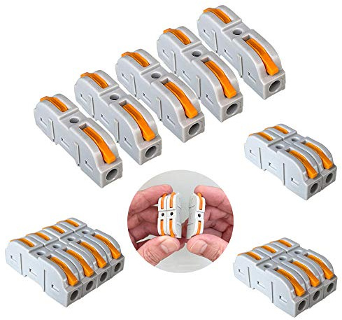 Aiqeer 55 Pezzi SPL-1 Leva-Dado Cavo Connettore Kit, 1 in 1 out Bilaterale Conduttore Compatto Connettore, Morsettiera Connettore Molla, Morsettiera Cavo Connettore Rapido (Combinazione Gratuita)
