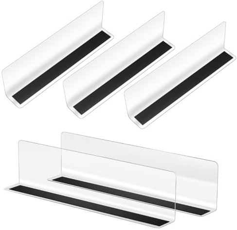iplusmile 5 Pack Magnetic Shelf Dividers for Metal Shelves, 25x6cm Clear L-Shaped Shelf Organisers and Separators for Kitchen Pantry, Cupboard, Pharmacy, Retail Display and Home Garage Storage